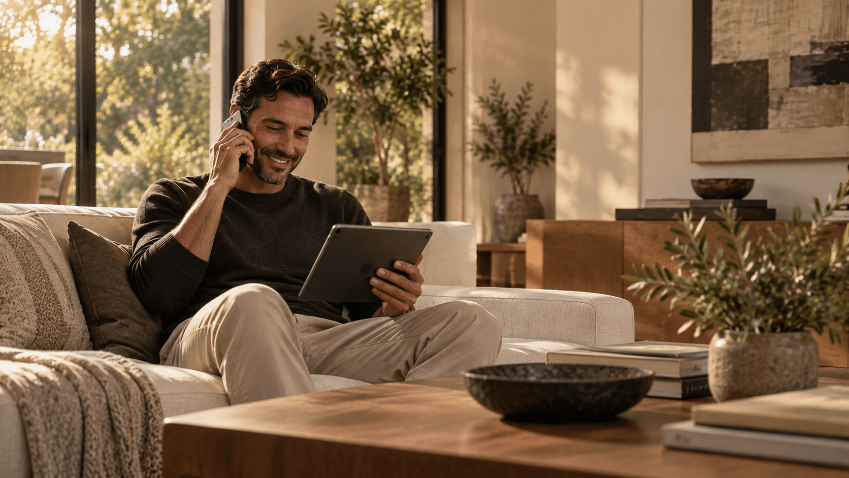 Real estate customer speaking on the phone